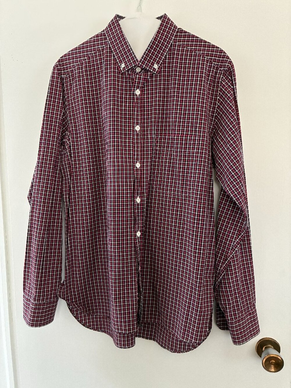 Billy Reid shirt Sz L Fit 1 NEW red small check